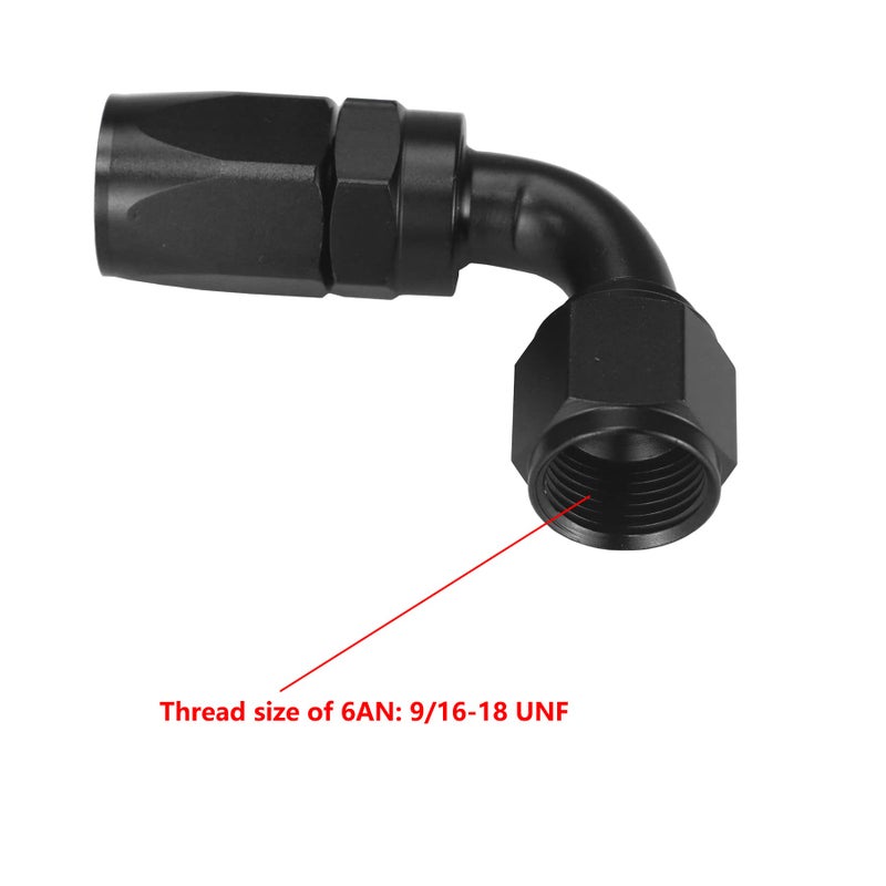Ucreative 2PCS 6AN 90 Degree Swivel Hose End Fitting for Braided CPE Fuel Hose Black - Image 4